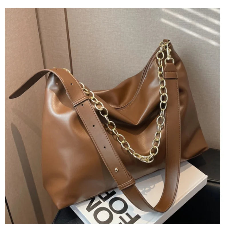 Women Chain Shoulder Bag PU Leather Crossbody Hobo Handbag