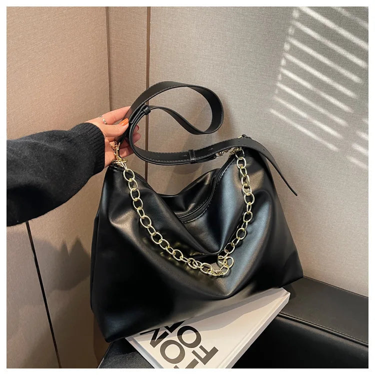 Women Chain Shoulder Bag PU Leather Crossbody Hobo Handbag