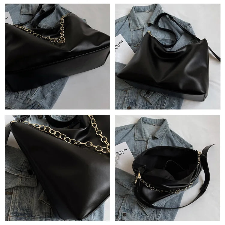 Women Chain Shoulder Bag PU Leather Crossbody Hobo Handbag