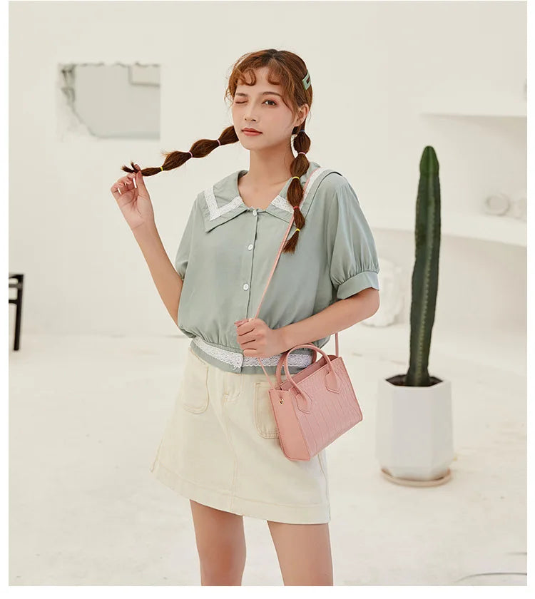 Crocodile Pattern Crossbody Handbags Vintage Style Shoulder Bag