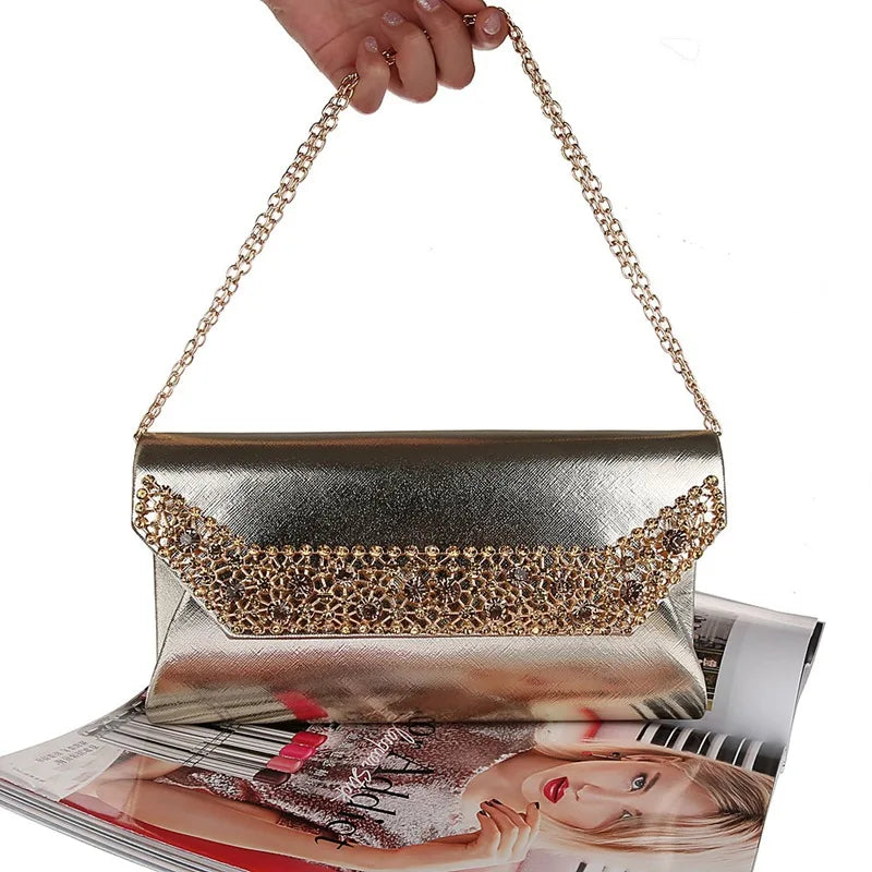 Women Metal Patchwork Shoulder Bags Ladies Clutch Party Evening Bags