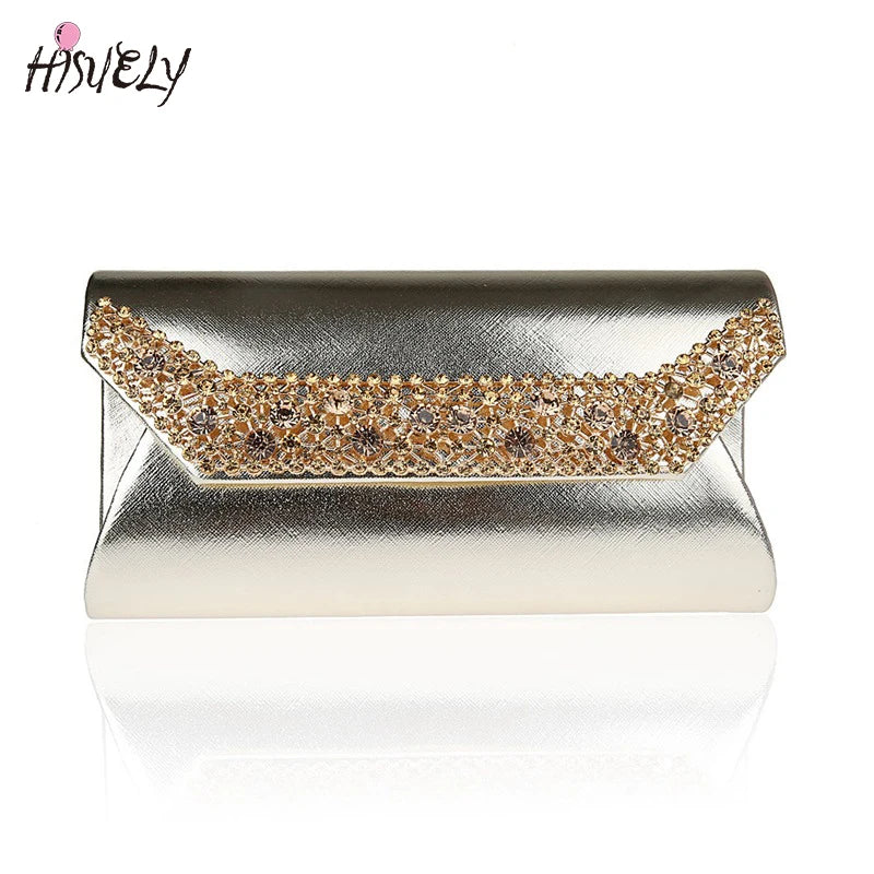 Women Metal Patchwork Shoulder Bags Ladies Clutch Party Evening Bags