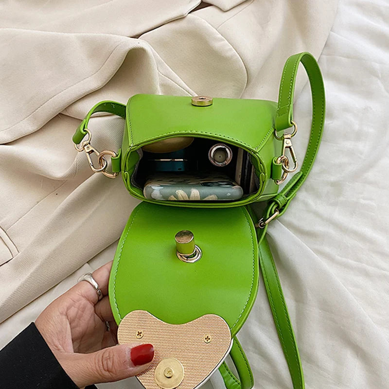 Women Green Small Handbag Clutch Chain Shoulder Bag