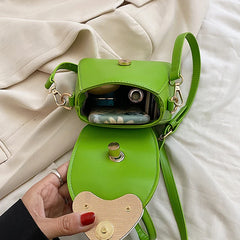 Women Green Small Handbag Clutch Chain Shoulder Bag