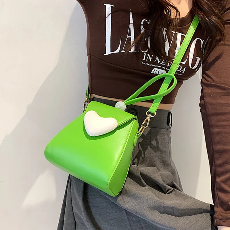Women Green Small Handbag Clutch Chain Shoulder Bag