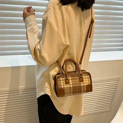 Plaid Wool Crossbody Bag Houndstooth Shoulder Handbag