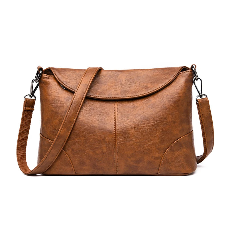 Women's Soft Leather Shoulder Bag Vintage Envelope Crossbody Clutch