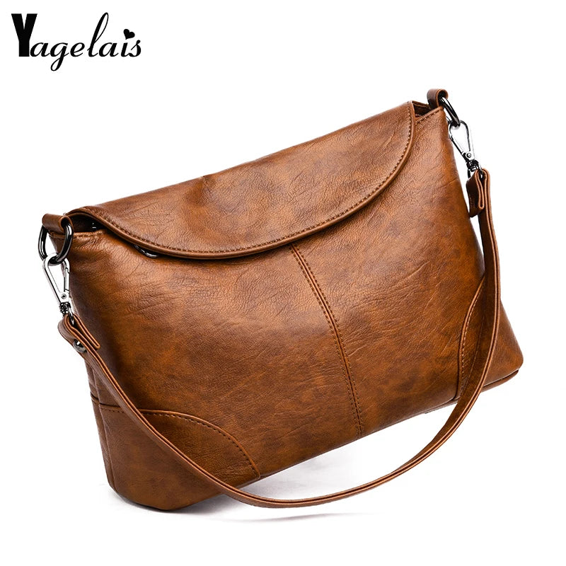 Women's Soft Leather Shoulder Bag Vintage Envelope Crossbody Clutch