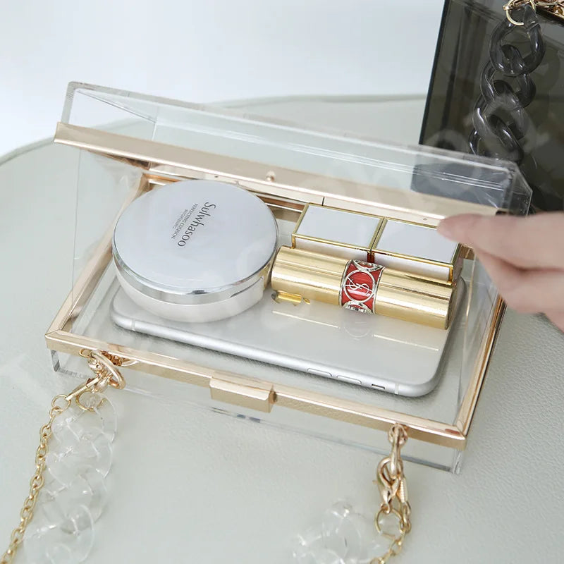 Clear Acrylic Clutch Purse Jelly Bag Crossbody Shoulder Messanger Wallets