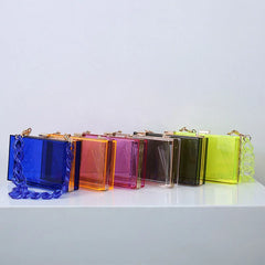 Clear Acrylic Clutch Purse Jelly Bag Crossbody Shoulder Messanger Wallets