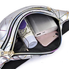 Holographic Waist Bag Fanny Pack Geometric Outdoor Travel Female Belt Bag
