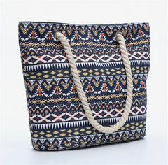 Printed Geometry Canvas Shoulder Bags Large Size Shopping Bags