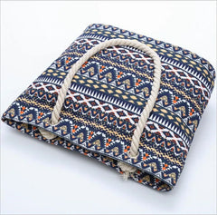 Printed Geometry Canvas Shoulder Bags Large Size Shopping Bags