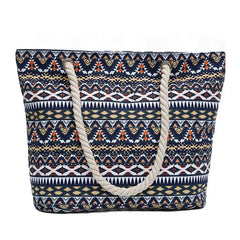 Printed Geometry Canvas Shoulder Bags Large Size Shopping Bags