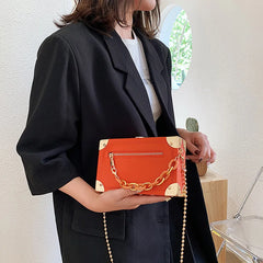 Women Acrylic Small Flap Box Bag Lady Chain Messenger Bag Orange Handbags