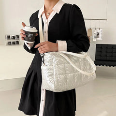 Large Capacity Winter Women's Down Fabric Shoulder Bag