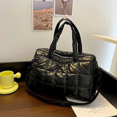 Large Capacity Winter Women's Down Fabric Shoulder Bag