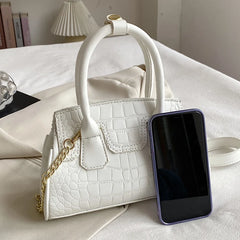 Green Stone Pattern PU Leather Handbag Purse Clutch Chain Shoulder Bag