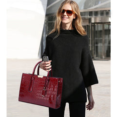 Crocodile Pattern Shoulder Bag Women PU Leather Handbag Female Crossbody Tote