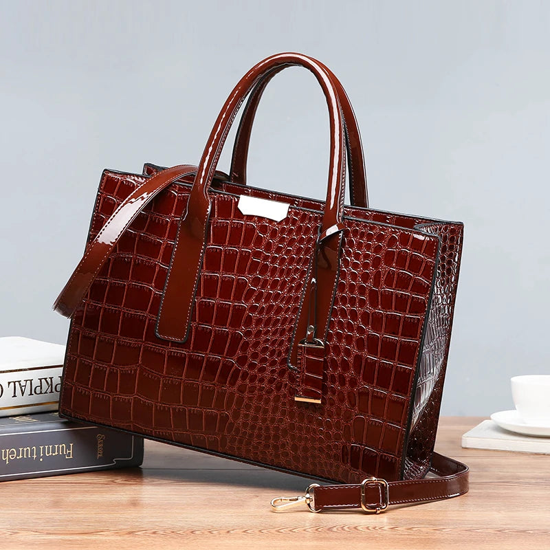 Crocodile Pattern Shoulder Bag Women PU Leather Handbag Female Crossbody Tote