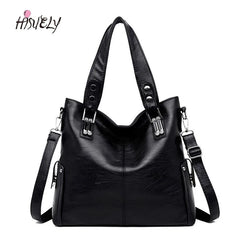 High Women Leather Handbag Rivet Package Large Tote Shoulder Bag Purse