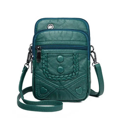 Vintage Weave PU Leather Zippers Small Flap Bags Women Shoulder Crossbody Bags