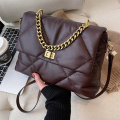 Vintage Rhombus Messenger Bag Soft Leather Chain Bag