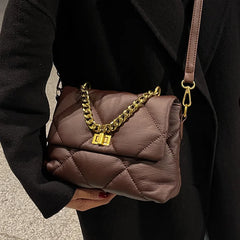 Vintage Rhombus Messenger Bag Soft Leather Chain Bag