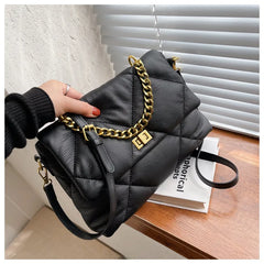Vintage Rhombus Messenger Bag Soft Leather Chain Bag
