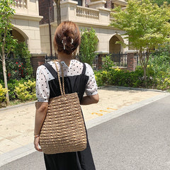 Women's Straw Beach Bag Large Capacity Handbag Shopper Wallet