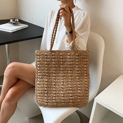 Women's Straw Beach Bag Large Capacity Handbag Shopper Wallet