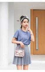 Daisy Pattern Tote Bag Transparent Shoulder Handbag with Chain Strap