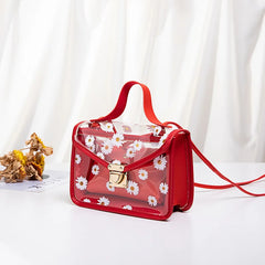 Daisy Pattern Tote Bag Transparent Shoulder Handbag with Chain Strap