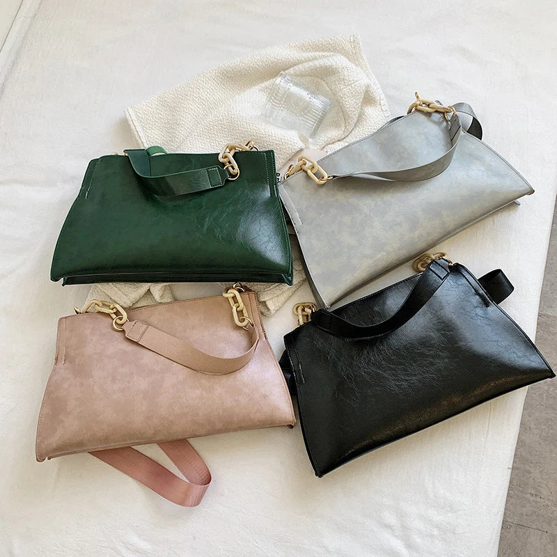 Soft Leather Shoulder Bag Women Large Capacity Underarm Bag