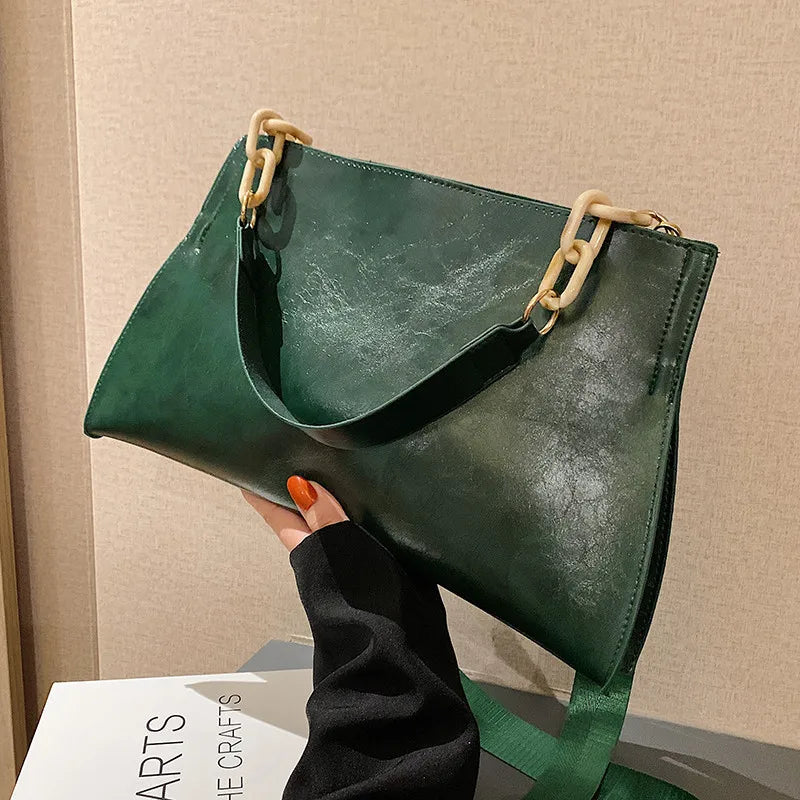 Soft Leather Shoulder Bag Women Large Capacity Underarm Bag