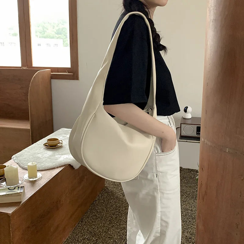 Women's Dumpling Bag Large Capacity PU Leather Shoulder Crossbody Handbag