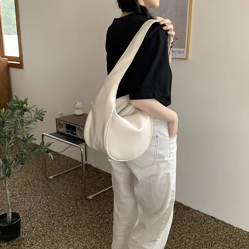 Women's Dumpling Bag Large Capacity PU Leather Shoulder Handbag