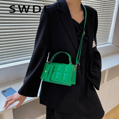 Plaid PU Leather Crossbody Shoulder Bag Clutch Handbag with Purse
