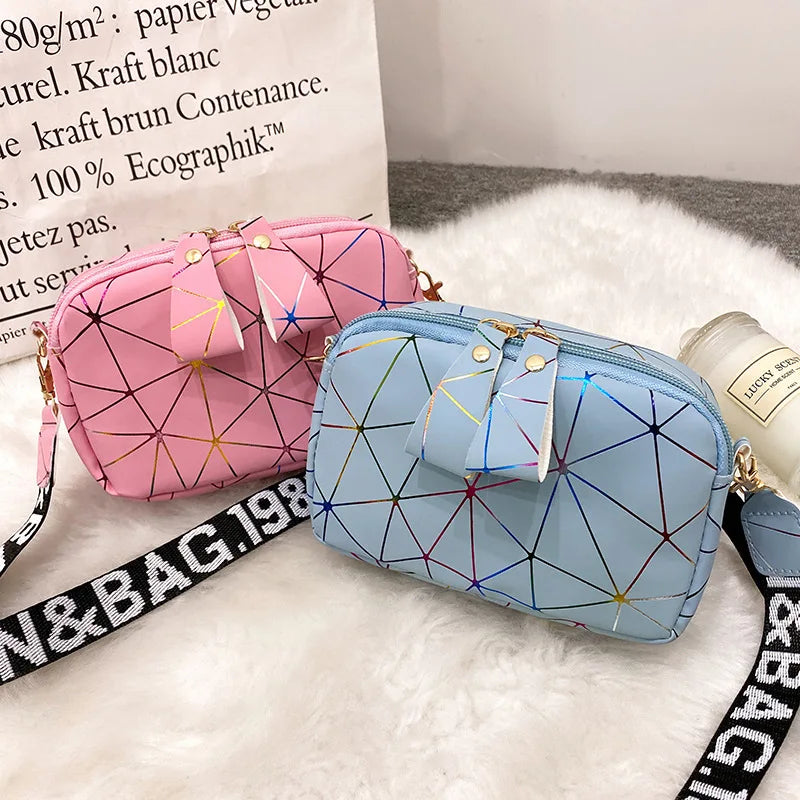 Small Zipper Crossbody Bag PU Leather Shoulder Messenger for Girls