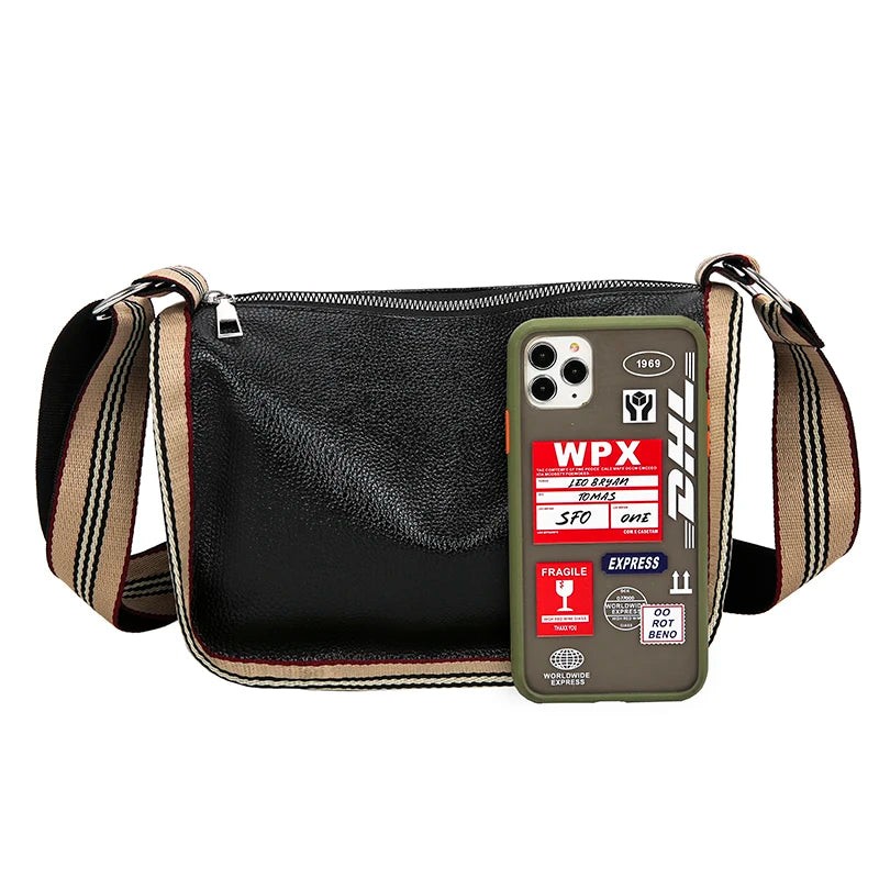 PU Leather Women Pillow Handbags Wide Strap Shoulder Bags
