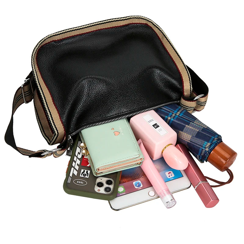 PU Leather Women Pillow Handbags Wide Strap Shoulder Bags