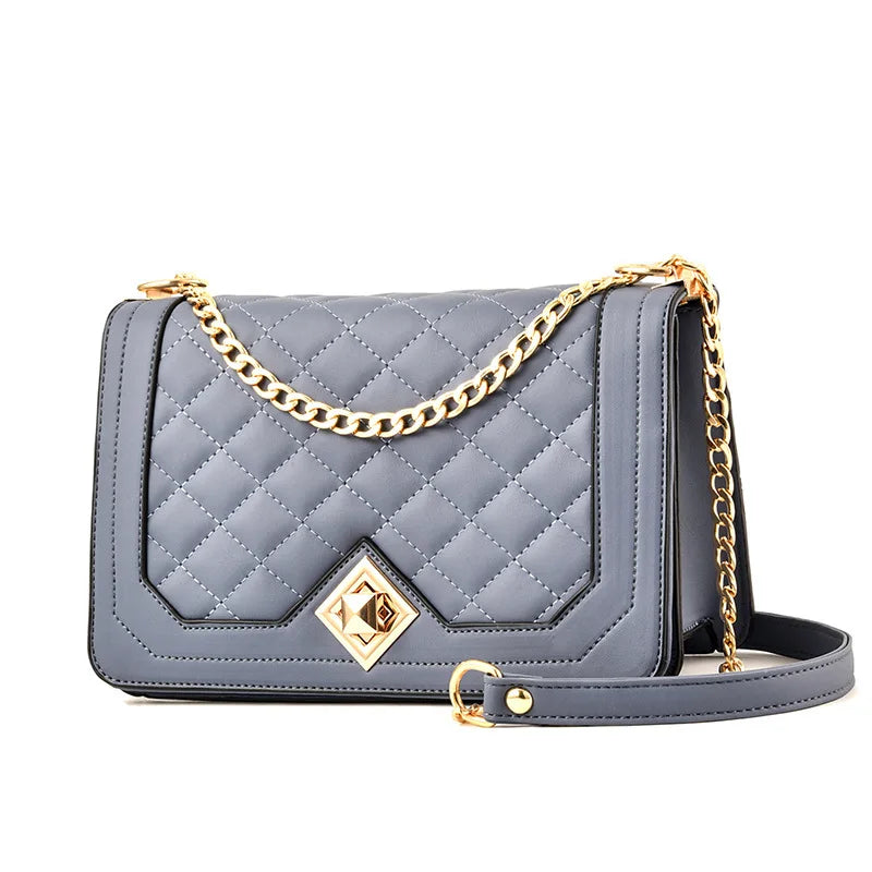 Women Chain Crossbody Shoulder Bags High HandBags PU Leather Solid