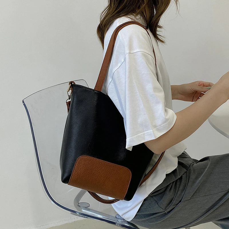 Fashionable PU Leather Women Shoulder Bags High Capacity