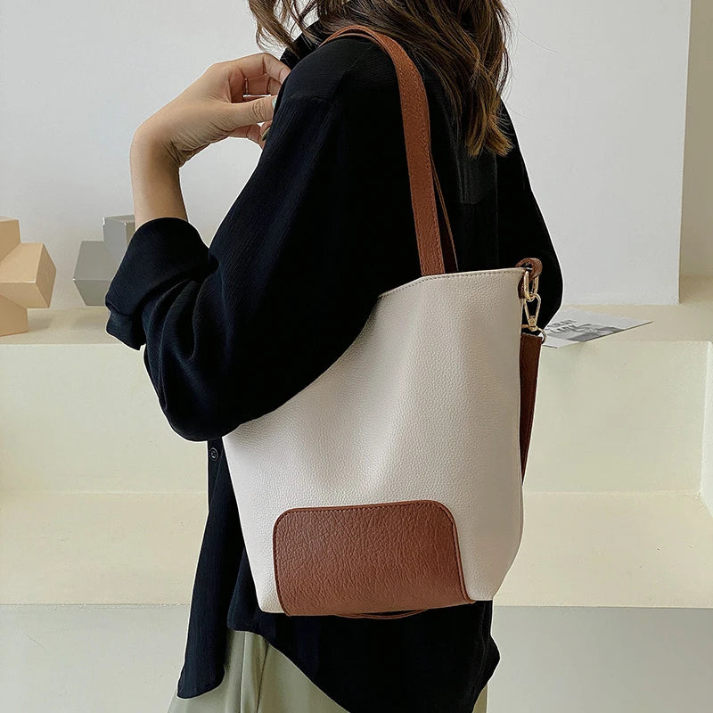 Fashionable PU Leather Women Shoulder Bags High Capacity