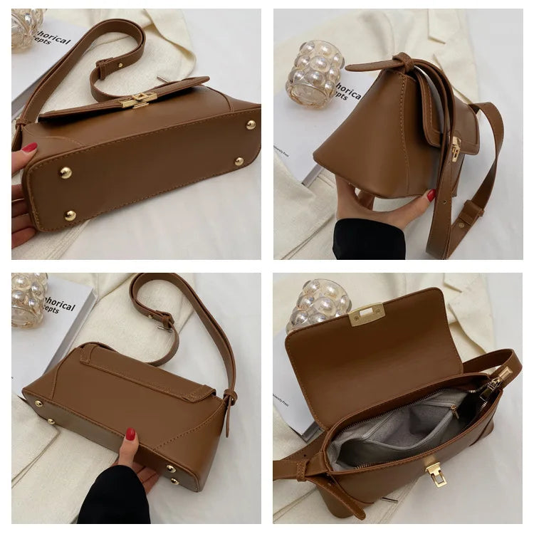 Retro PU Leather Underarm Shoulder Bag Women