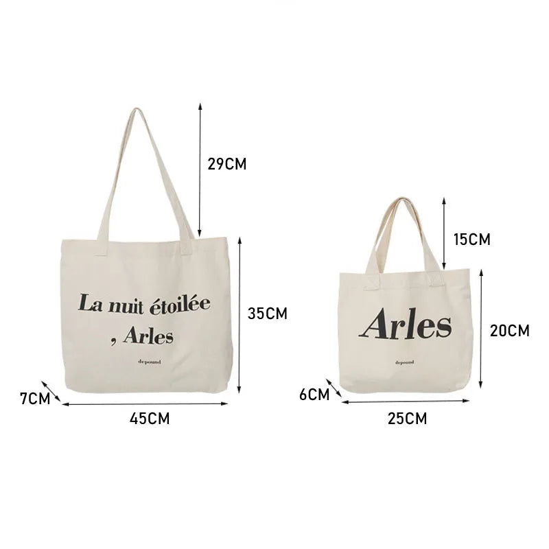 Casual Shoulder Bag Large Capacity Letter Printed Handbag Canvas Tote