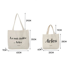 Casual Shoulder Bag Large Capacity Letter Printed Handbag Canvas Tote