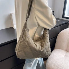 Embroidered Rhombus Down Shoulder Bag for Women