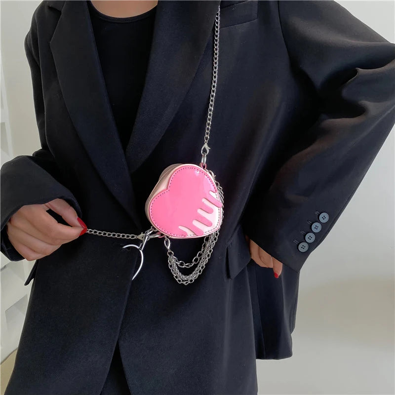 Heart Shape Evening Clutch Mini Shoulder Bags Chain Crossbody Bags