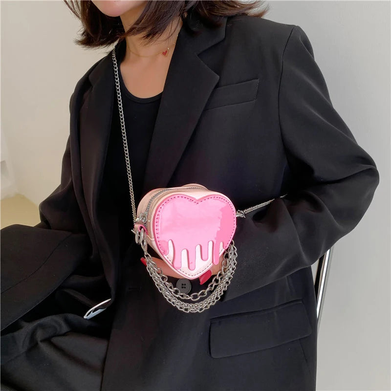Heart Shape Evening Clutch Mini Shoulder Bags Chain Crossbody Bags